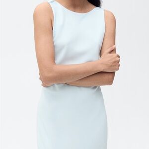 Mango satin dress - light blue with removable cape size 4